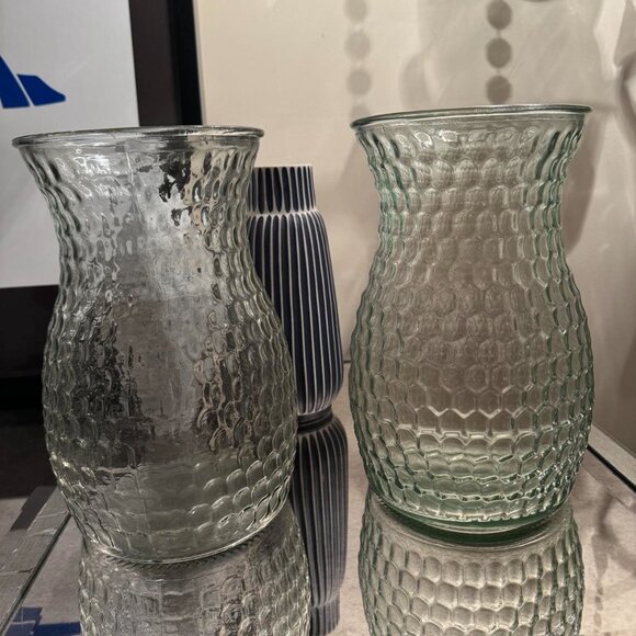 New Large Recycled Glass Vases 2 Two Beehive pattern - Picture 5 of 7